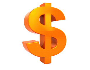 3D Render of a golden dollar sign against a black background