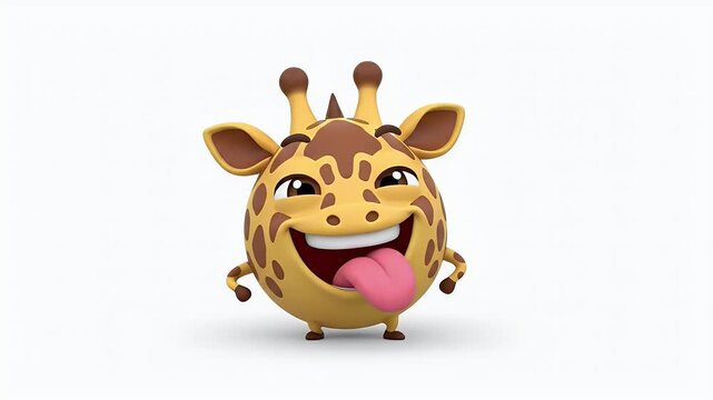 Funny Cartoon Giraffe Character Wildly Smiling Tongue Out