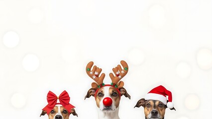 Funny Christmas Dogs Isolated on White