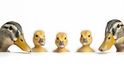 Duck Family Portrait with Ducklings