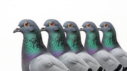 Group of Pigeons Standing in a Row