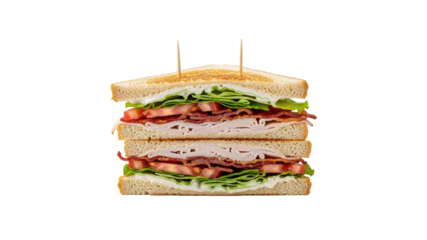Club sandwich with bacon and turkey