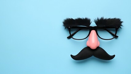Classic Comedy Disguise Face Accessories on Blue Background