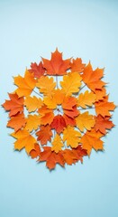 Autumnal kaleidoscope of vibrant leaves creating a mesmerizing seasonal design artwork