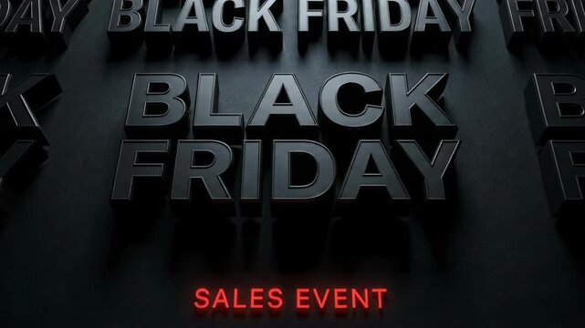 Bold Black Friday Sales Event Text Over Dark Textured Background With Subtle Red Accent Lighting Promotional Concept