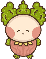Illustration of a cabbage character.
