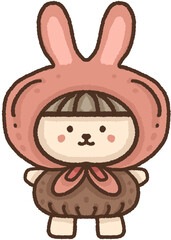Cartoon illustration of a character with bunny ears.