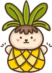 Cartoon illustration of a pineapple character.