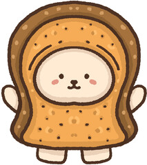 Cartoon illustration of a sandwich character.