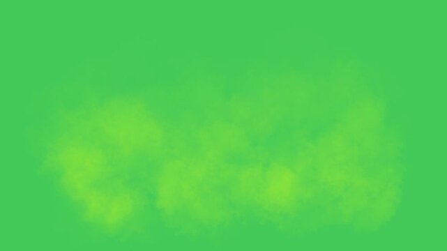 Toxic Yellow Green Gas Cloud Or Chemical Smoke Puff Expanding For Pollution Effects Isolated On Green Screen Background