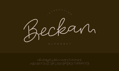 Beckam Modern Monoline Handwritten Script Font Alphabet Vector For Logo Branding And Wedding Design