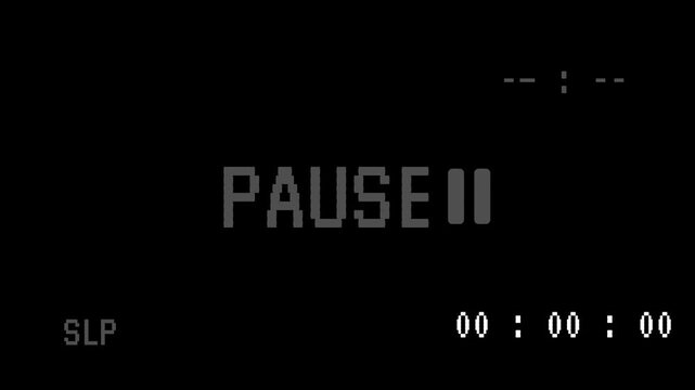 Black screen shows pause with sleep icon and timestamp. Perfect for video editing, social media posts, presentations, or film production.