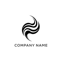 Obraz premium Abstract black wave S letter logo design concept.