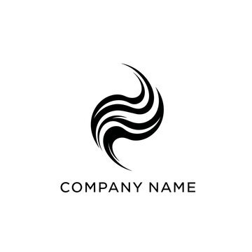 Abstract black wave S letter logo design concept.