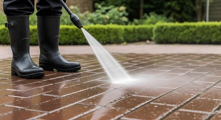 Cleaning Outdoor Paving with a High-Pressure Washer