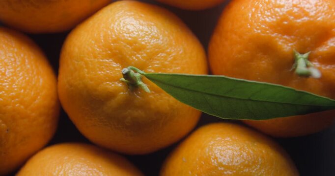 Clementine close up studio shot over rotating