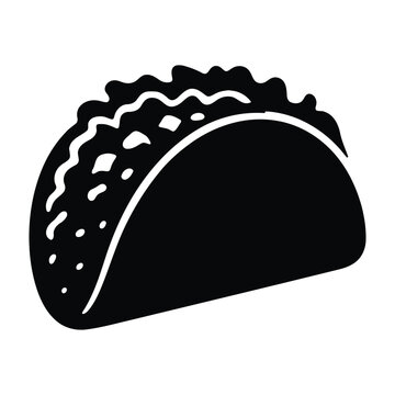 Taco silhouette icon black mexican food simple vector illustration isolated on white