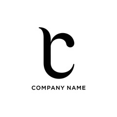 Fototapeta premium Elegant black stylized letter R or TC logo design concept.