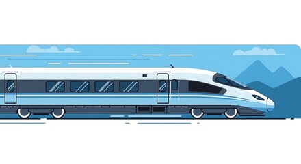 Fototapeta premium Modern High Speed Train in Mountain Landscape.