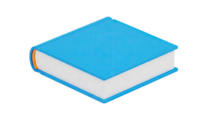 Fototapeta premium 3D Closed blue book with orange spine and lined pages on transparent background