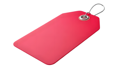 Red gift tag isolated on transparent background