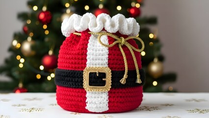 Santa Claus Cookie Jar or Gift Box with Festive Christmas Lights