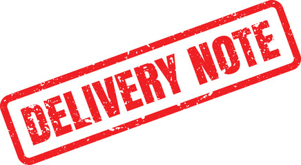 A distinct red rubber stamp mark showing the words DELIVERY NOTE clearly visible on a bright white background
