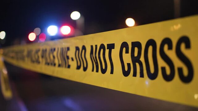Police tape at a crime scene.