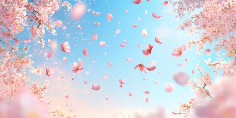 Tranquility of blossoms drifting through the air.