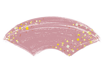 金箔をちりばめた筆タッチの扇形フレーム/くすみピンク