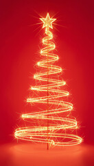 a whimsical Christmas tree made of glowing light trails radiating joy and magic
