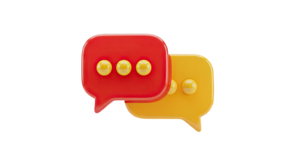 3D Chat bubbles with typing indicator on transparent background