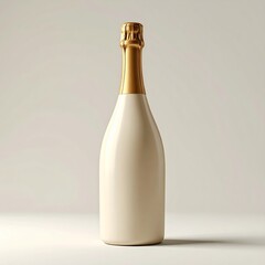 Elegant Cream Bottle with Golden Top Against a Seamless White Background