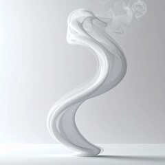 Abstract Smooth White Cloth Sculpture Over White Gradient Background