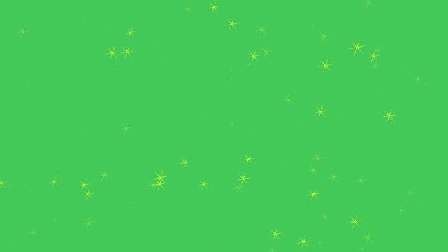 Heavy Golden Starfall Explosion With Massive Sparkling Glitter Particles And Bright Magical Dust Trails Isolated On Green Screen Background