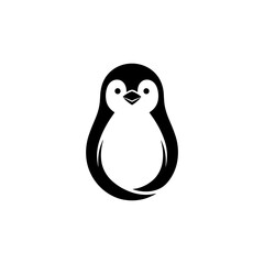 Fototapeta premium Stylized black and white penguin silhouette with a white belly and black back on a white background