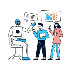 Characters teaching Ai robot assistant from data. Large language model training, neural network, machine learning concept collection. Doodle vector illustration ... See More
