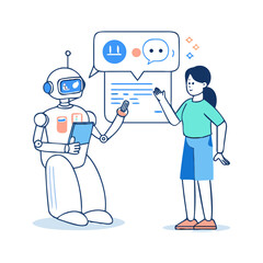 Characters teaching Ai robot assistant from data. Large language model training, neural network, machine learning concept collection. Doodle vector illustration ... See More
