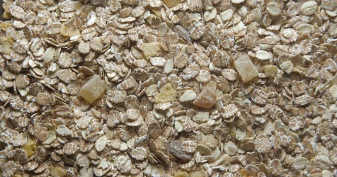 Muesli close up studio shot over rotating