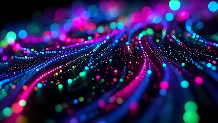 colorful lights and dots on a dark background