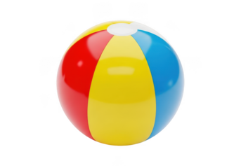 Vibrant beach ball on transparent background