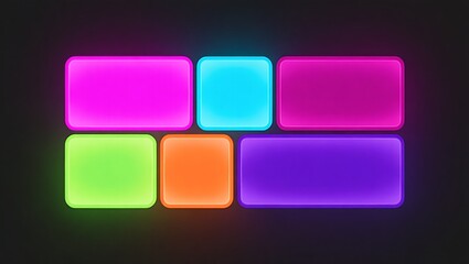 colorful neon glowing rectangles on black background