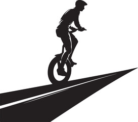 Clean silhouette of a rider standing upright on a single-wheel electric unicycle vector art illustration © Md Mujahid Fakir