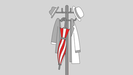Obraz premium Clothes on a Vintage Coat Rack in Minimal Studio.