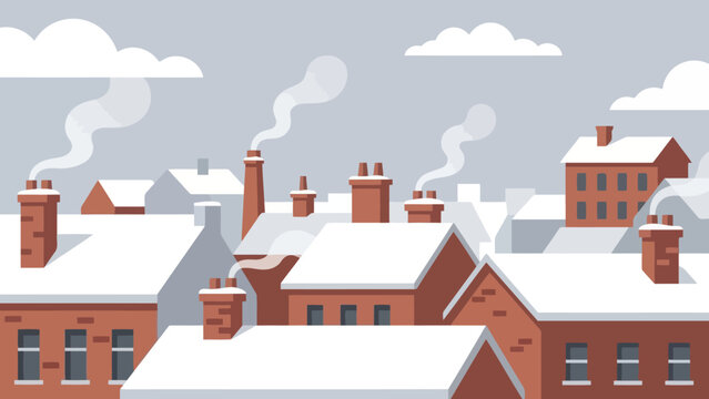 Snow Covered Rooftops in Winter Cityscape.