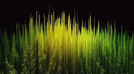 Vibrant sound wave pattern in green and yellow hues