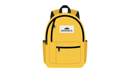 Yellow Backpack with Front Pocket and Straps.