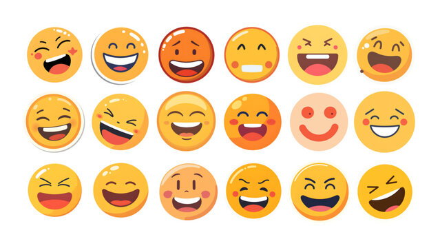 laughing emoticon vector set