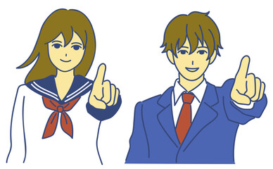 指差しする学生男女　ai