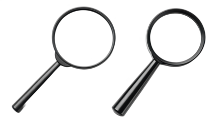Two magnifying glasses on a black background